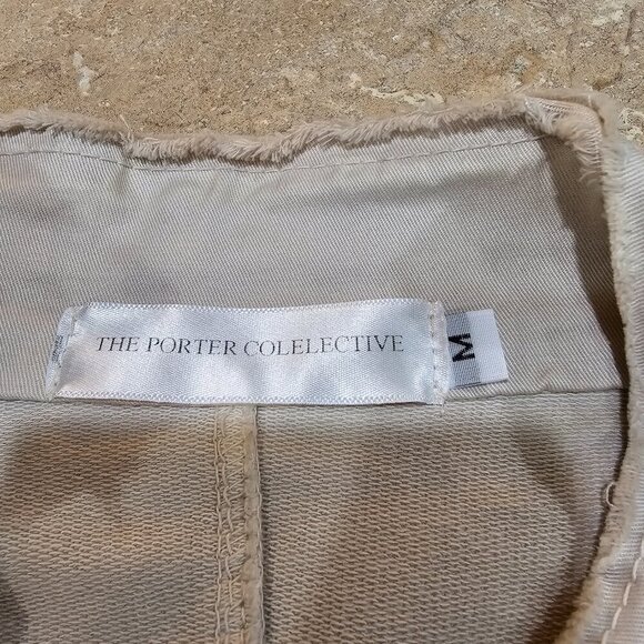 Women's The Porter Collective Open Front Jacket‎ Raw Edges Beige Size M READ - Picture 4 of 10